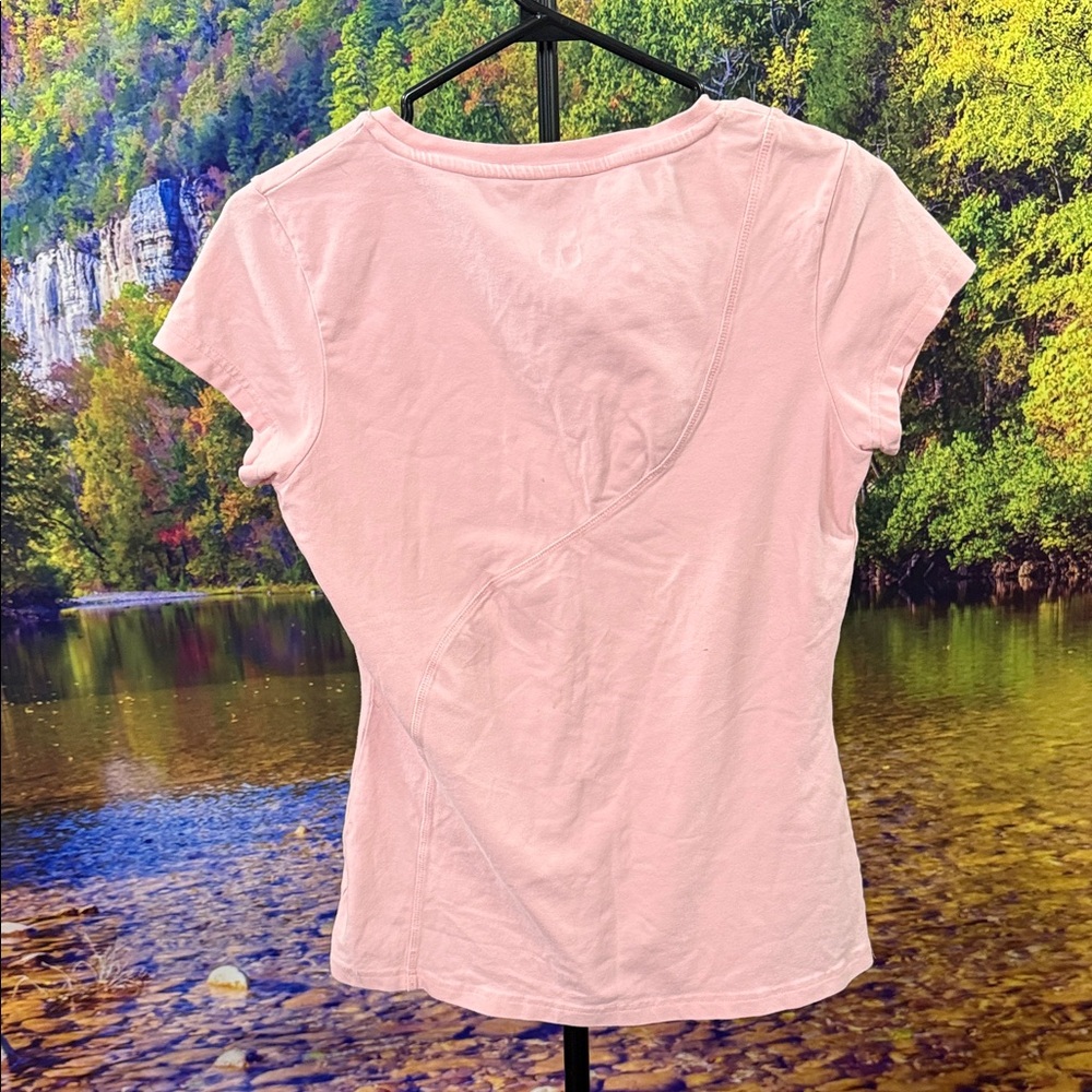 Fila Women's Light Pink V-Neck Tee - Picture 2 of 6